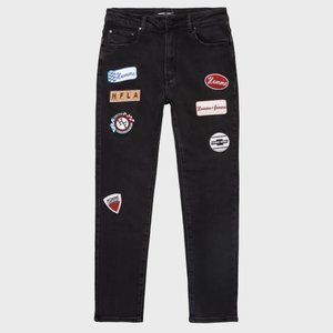 Homme + Femme Black Denim Jeans Patchwork NWT 30